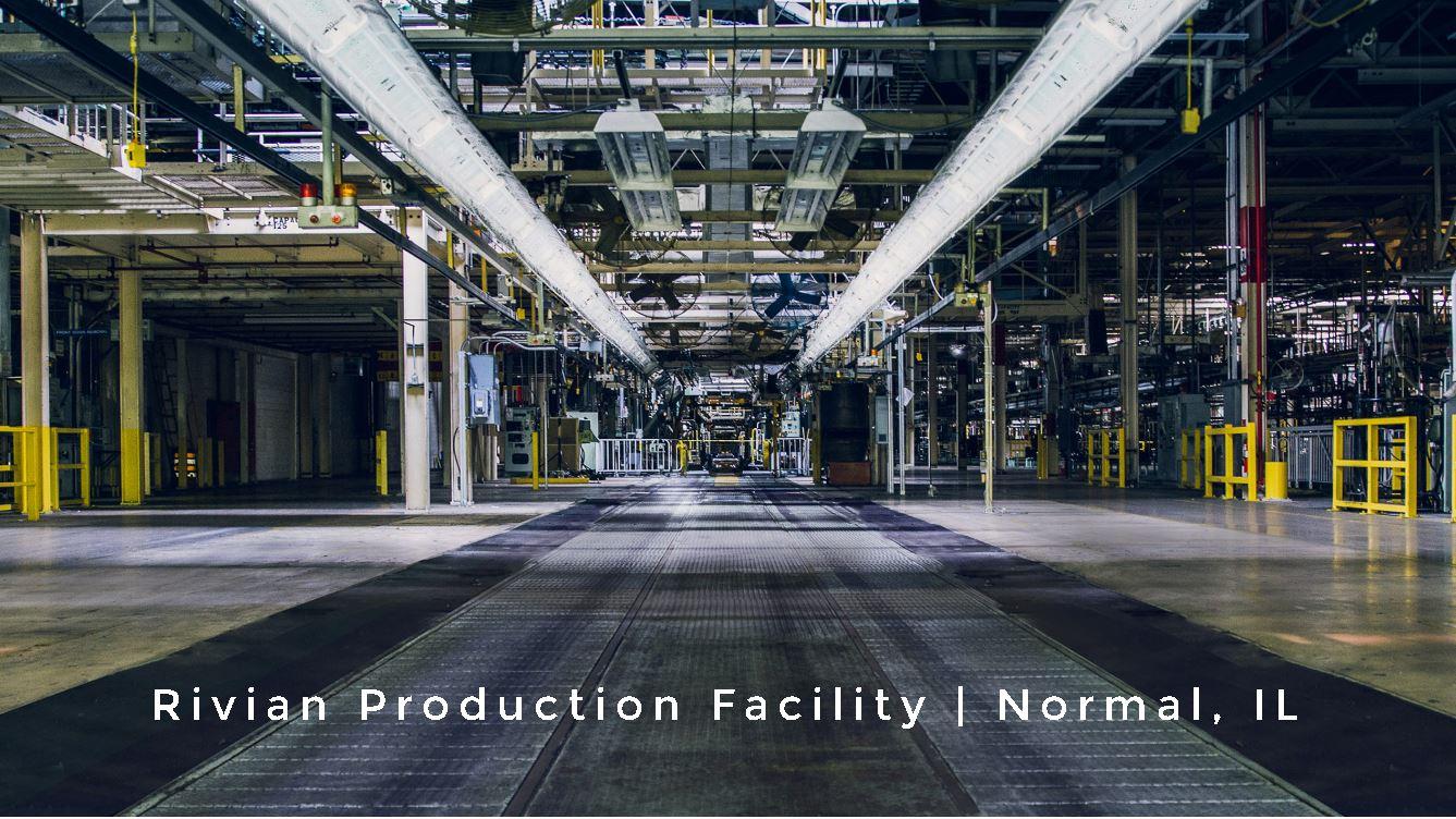 Rivian R1T R1S Rivian Factory Plant in Normal, IL and Headquarters in Plymouth, MI rivian factory planti interior Normal IL