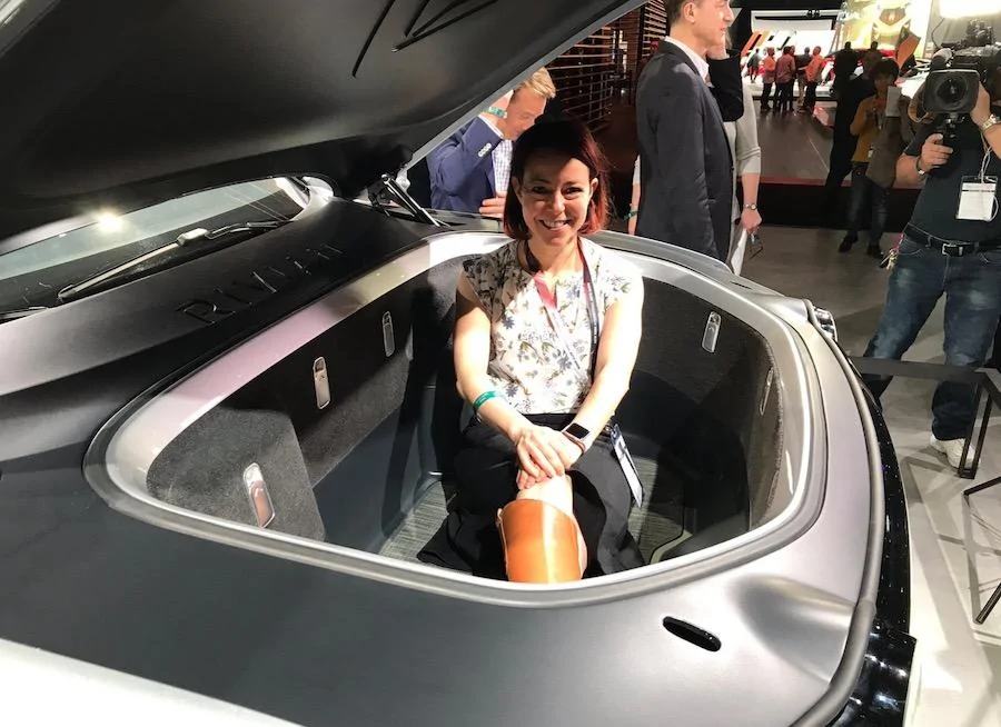 Rivian R1T R1S Gear Tunnel and Frunk size girl-in-r1t-frunk-jpg