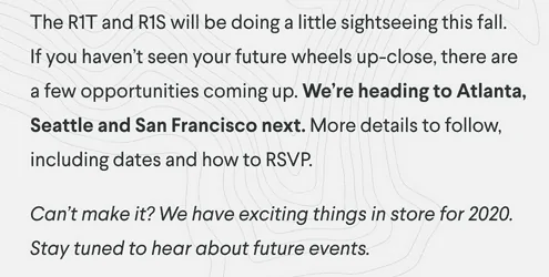 Rivian R1T R1S Rivian hitting the road again - announces some Fall 2019 - Winter 2020 destinations upload_2019-8-20_12-55-42