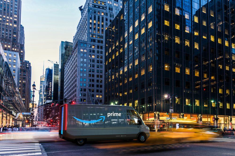 Rivian R1T R1S Amazon has ordered 100,000 Rivian electric delivery vans! PrimeDelivery_Cityscape_11-1