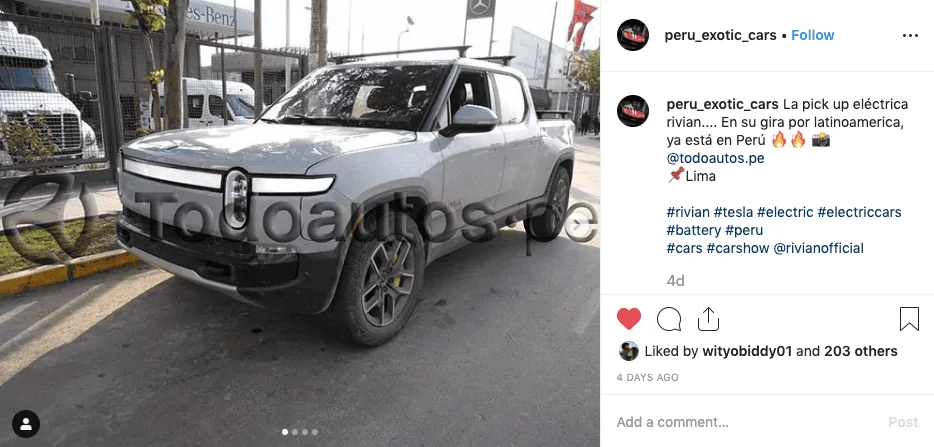Rivian R1T R1S Preproduction Rivian R1T spotted testing at Tierra del Fuego! Screen Shot 2019-10-29 at 8.27.52 PM