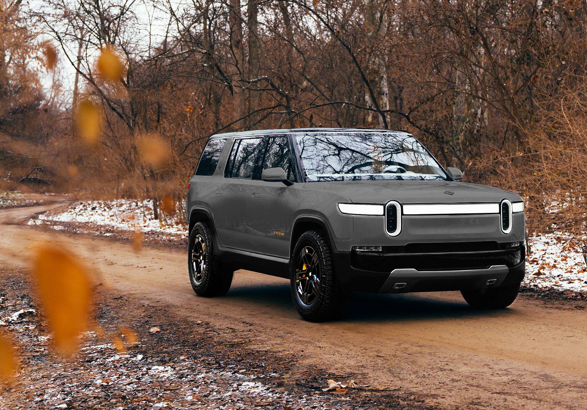 Rivian R1T R1S First official look at White Rivian R1S gray-Rivian-R1S-SUV