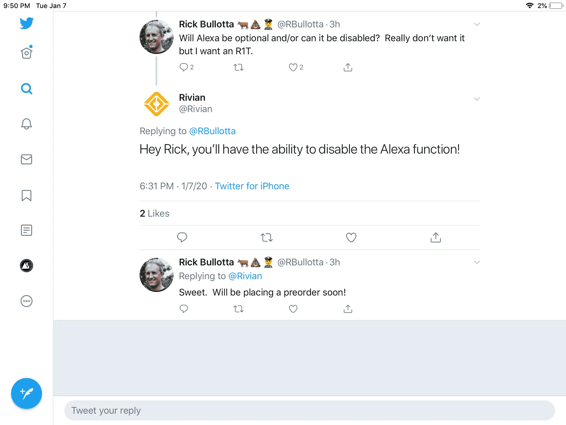Rivian R1T R1S "... Rivian will integrate Alexa into its electric pickup and SUV" upload_2020-1-7_21-56-47