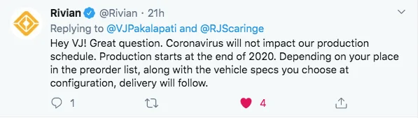 Rivian R1T R1S Rivian Shuts Down All Facilities to Slow Spread of COVID-19 / Coronavirus Screen Shot 2020-03-17 at 11.12.49 AM