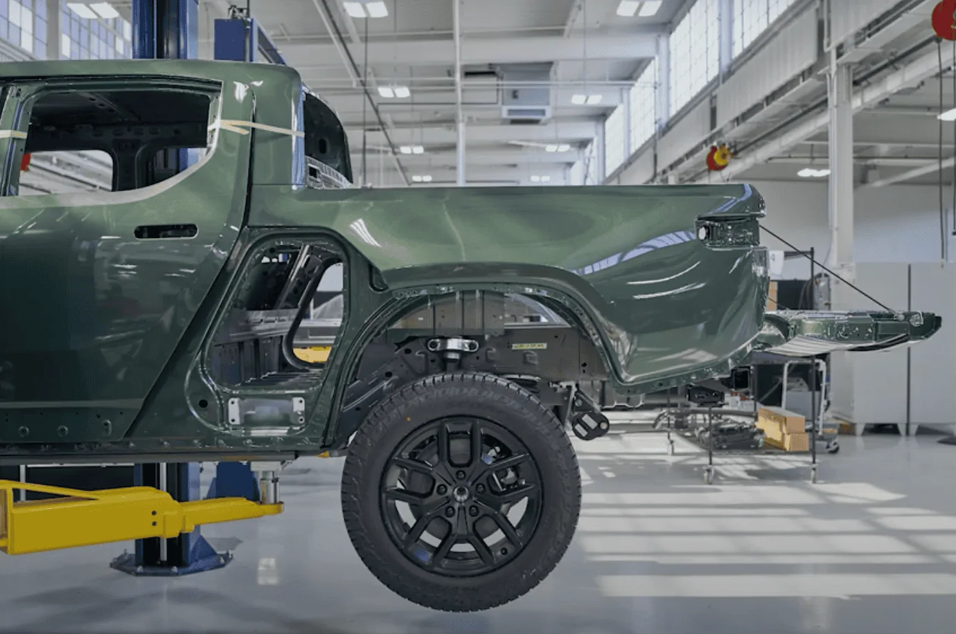 Rivian R1T R1S Rivian videos as posted on Rivian Stories or their YouTube channel. Green Rivian R1T Picku
