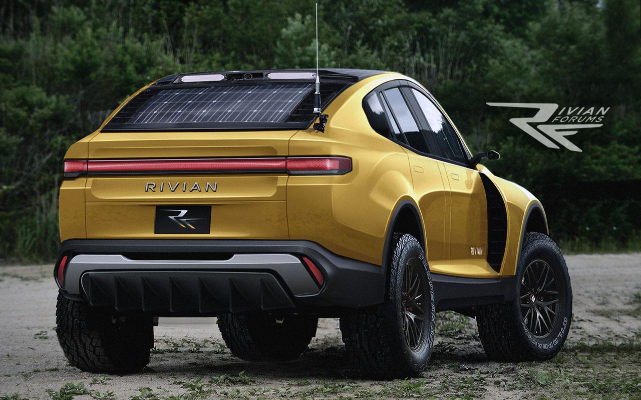 Rivian R1T R1S Rivian R2R Rally Inspired Crossover-Wagon Details / Specs Rumored Rivian-R2R-crossover-wagon-rear-yellow