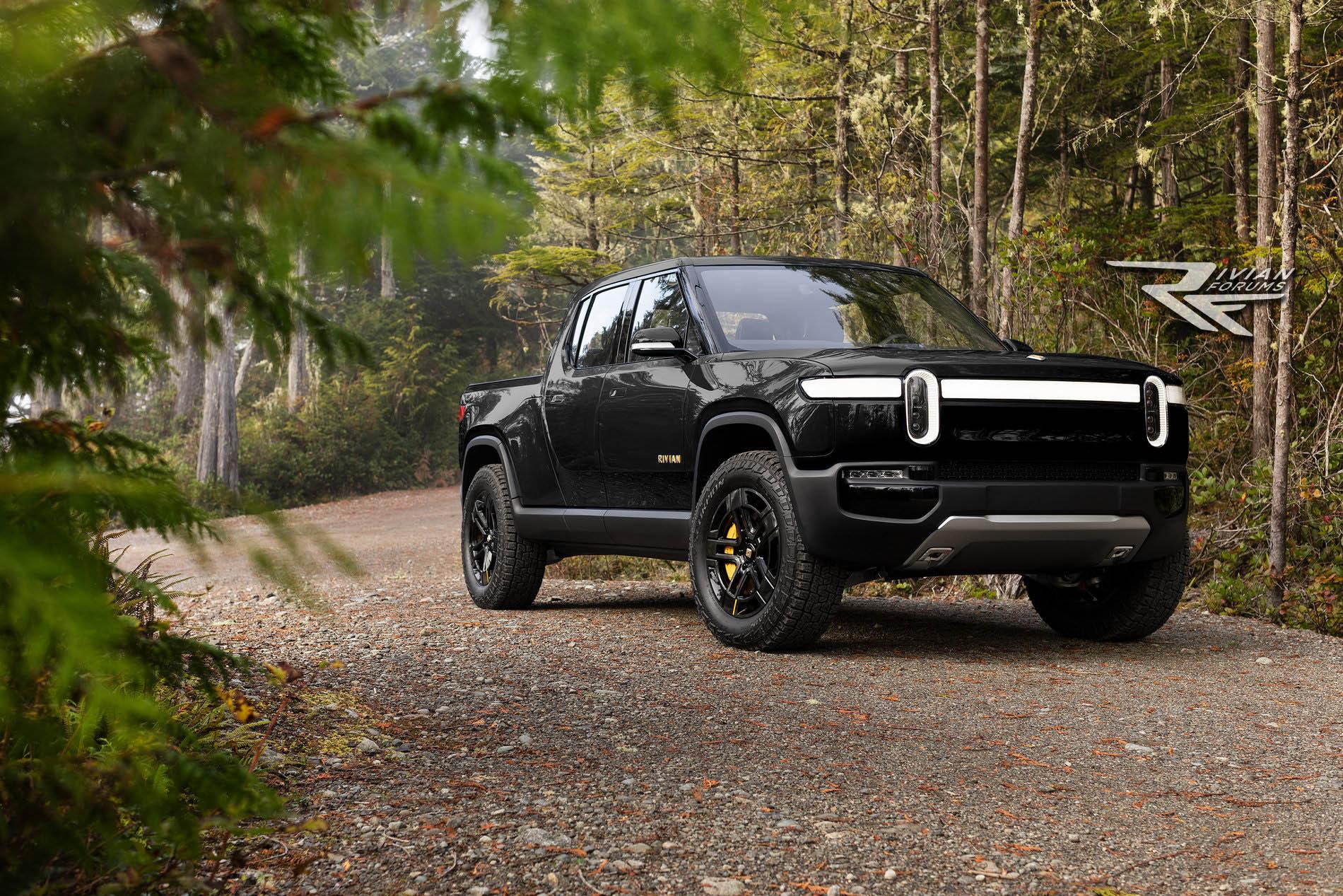 Rivian R1T R1S R1T on an FSR, previewed in all colors we know so far. R1T-black