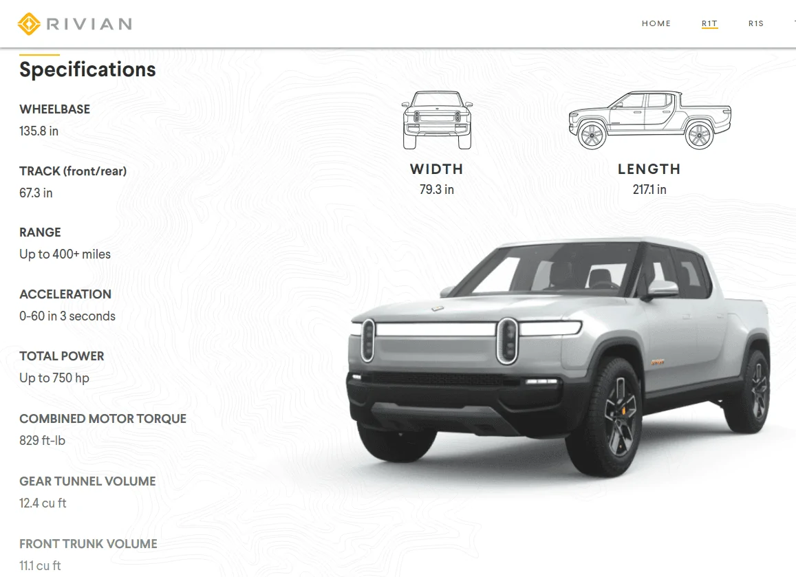 Rivian R1T R1S Dimensions? r1t_dims