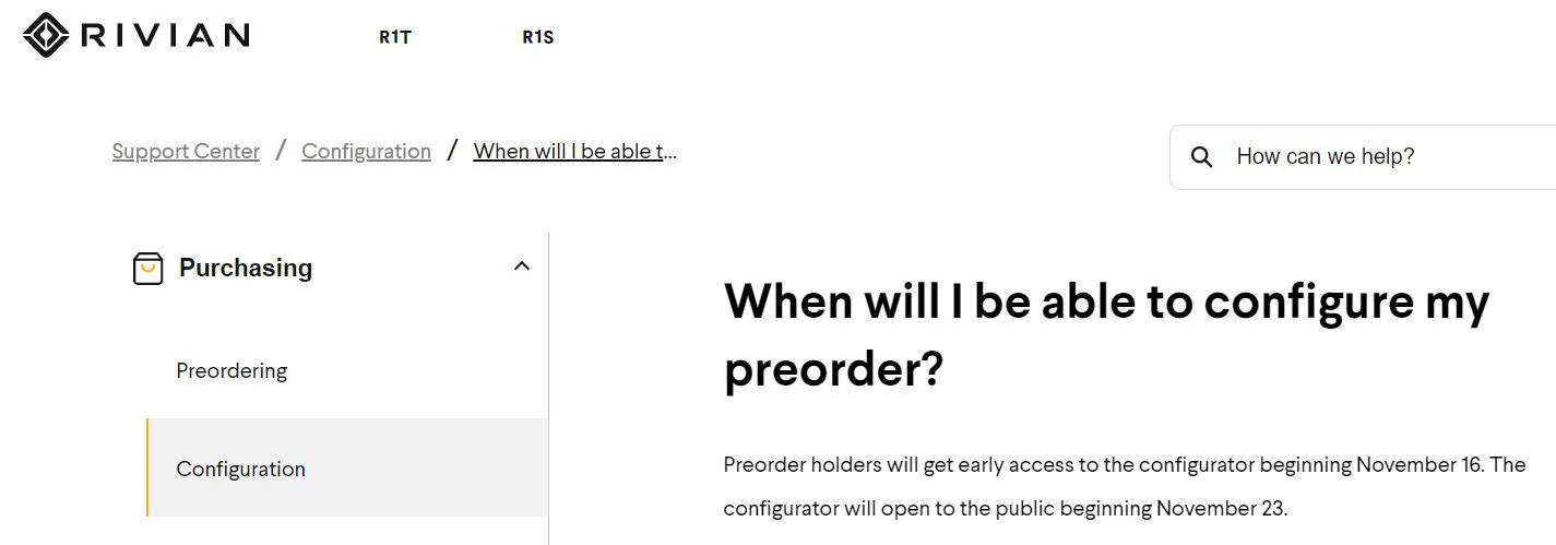 Rivian R1T R1S Rivian Configurator is going live on 11/16!!!! open