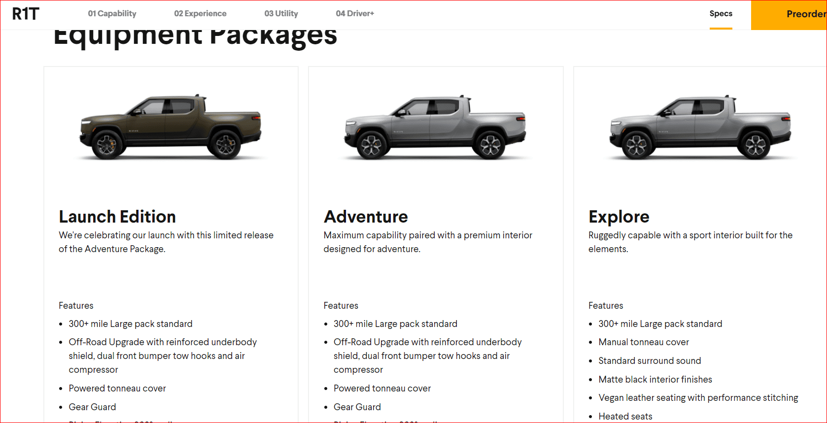 Rivian R1T R1S $7,500 Difference in Trims 1605144374703