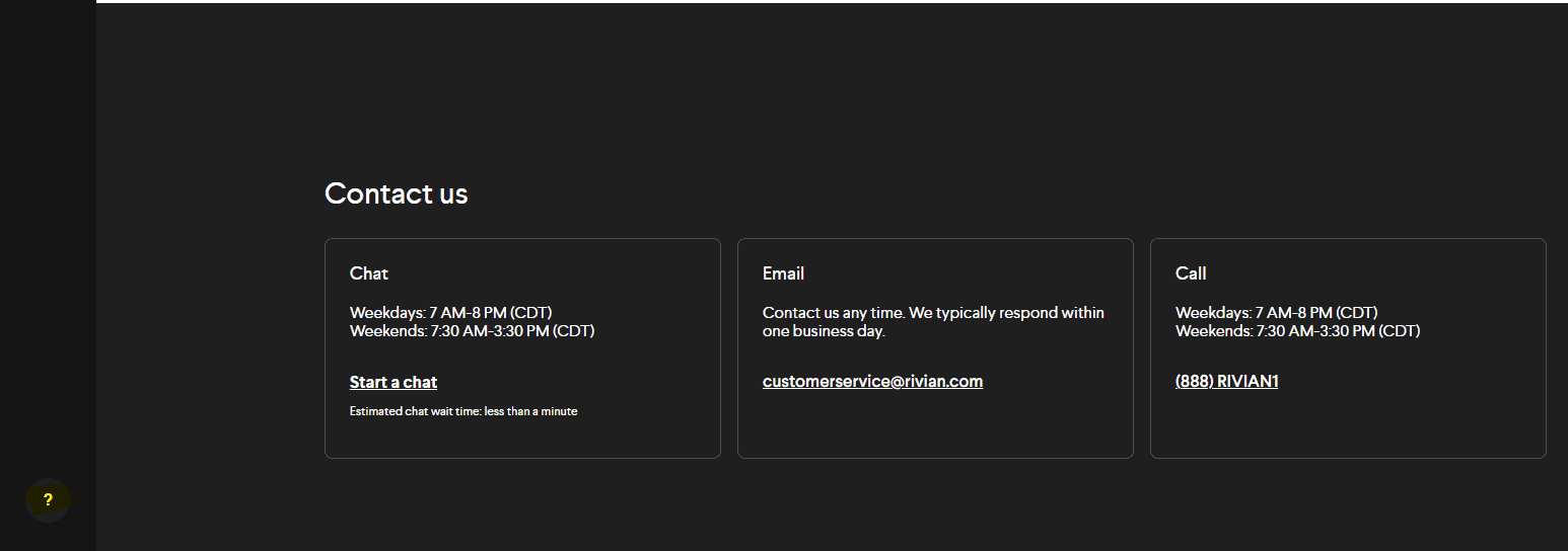 Rivian R1T R1S Rivian chat down? 1635271175350