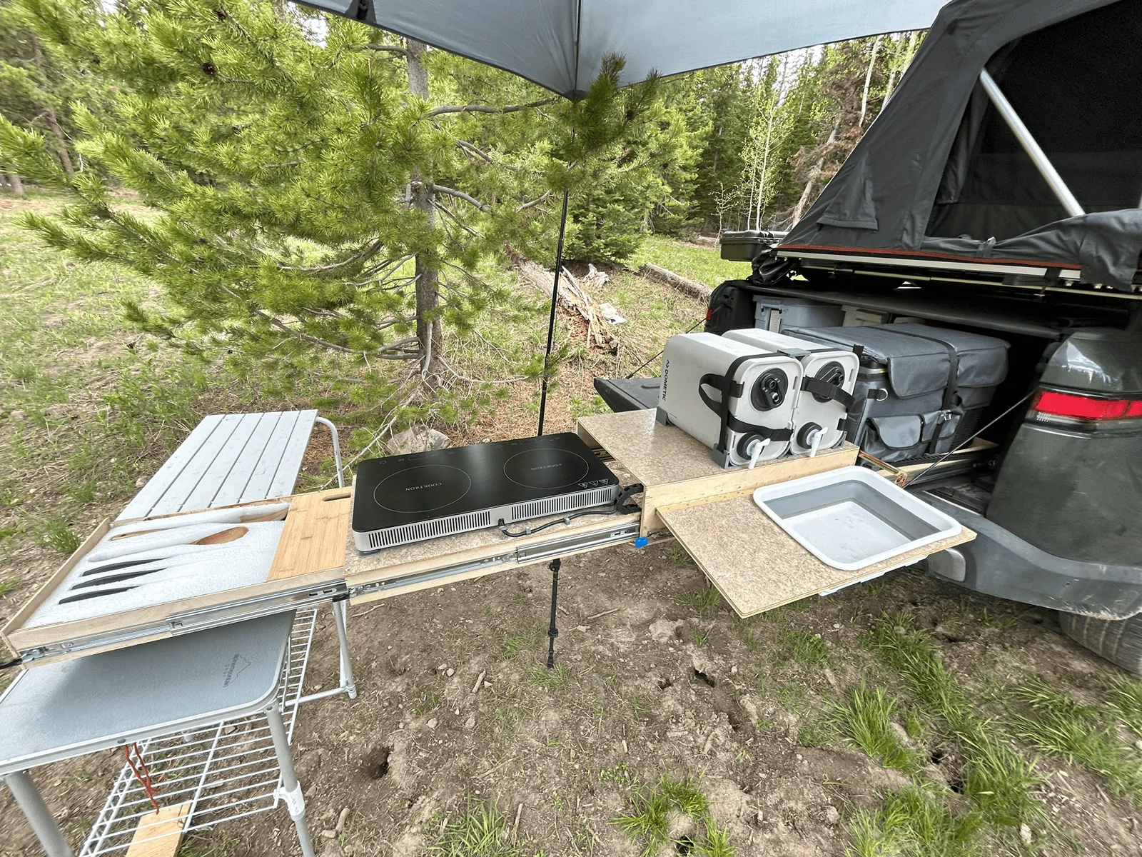 Rivian R1T R1S Camping with my custom pullout camp kitchen! image001