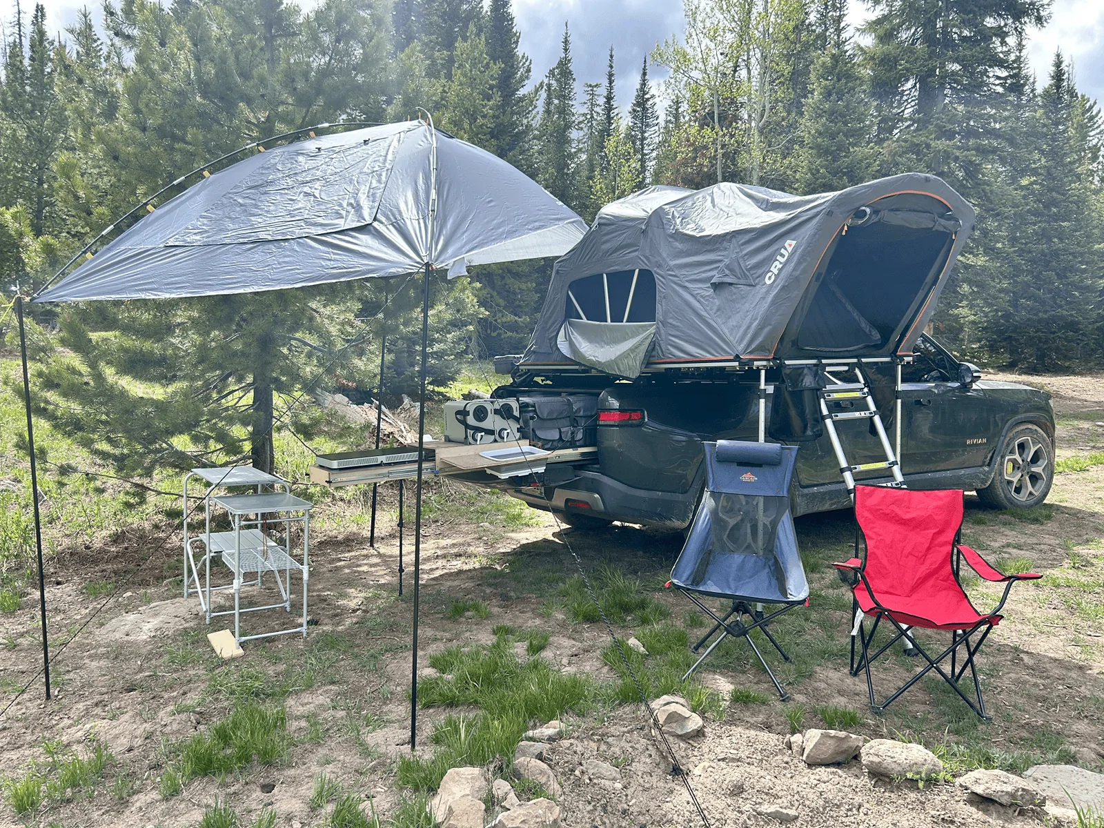 Rivian R1T R1S Camping with my custom pullout camp kitchen! image004