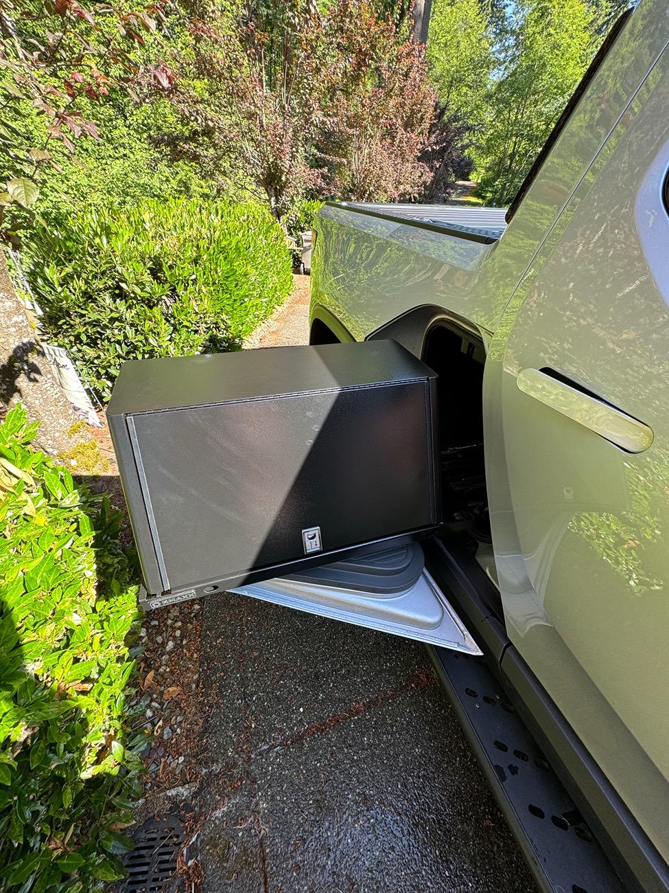 Rivian R1T R1S JEBINC’s Installation Tips and Review of Rivian R1T RMAXX Gear Tunnel Dual Slide Out Trolley Sled and Storage Chests IMG_2598