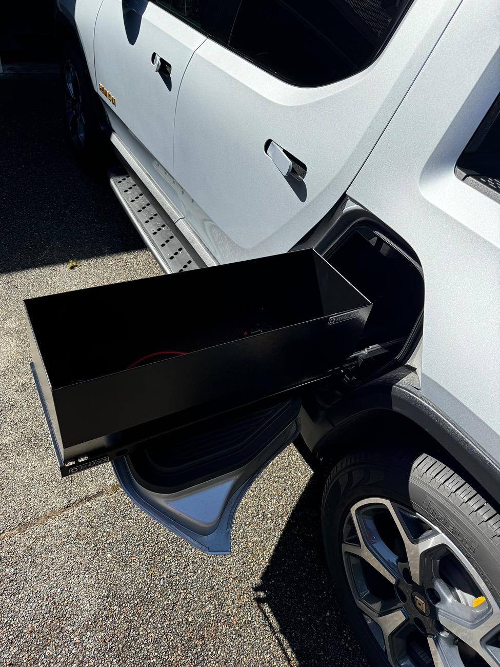 Rivian R1T R1S JEBINC’s Installation Tips and Review of Rivian R1T RMAXX Gear Tunnel Dual Slide Out Trolley Sled and Storage Chests IMG_2597