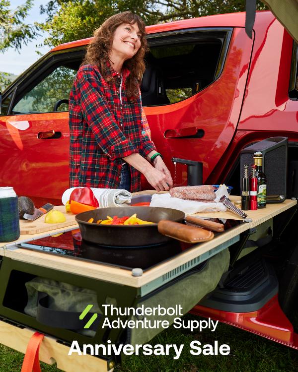 Rivian R1T R1S Anniversary Sale on Thunderbolt Adventure Supply Gear Anniversary sale promo