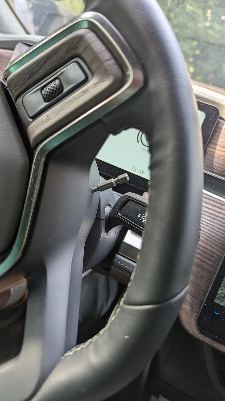 Rivian R1T R1S Tool left in steering column.  Can I remove? PXL_20240702_220805683