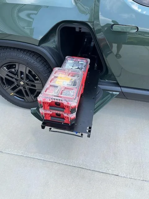 Rivian R1T R1S RMaxx Gear Tunnel Slide + Milwaukee Packout IMG_1292