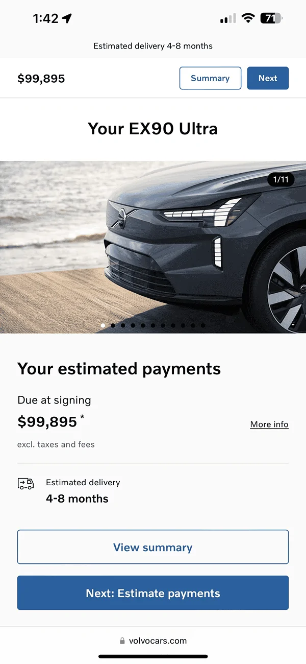 Rivian R1T R1S Volvo EX90 configurator live IMG_3802
