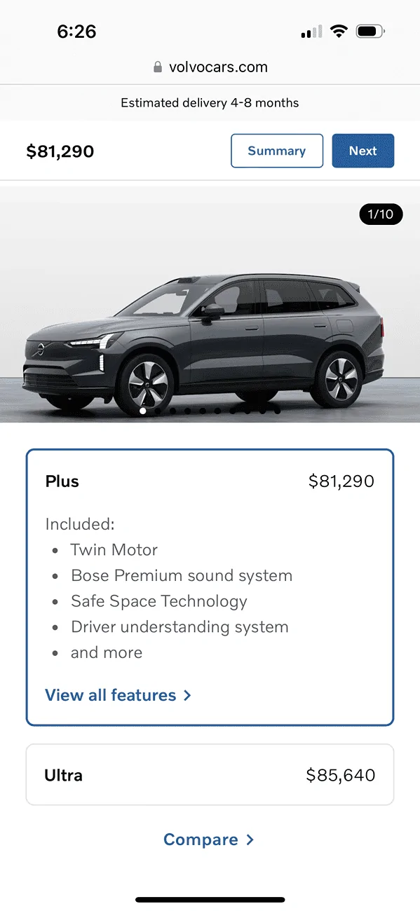 Rivian R1T R1S Volvo EX90 configurator live IMG_2693