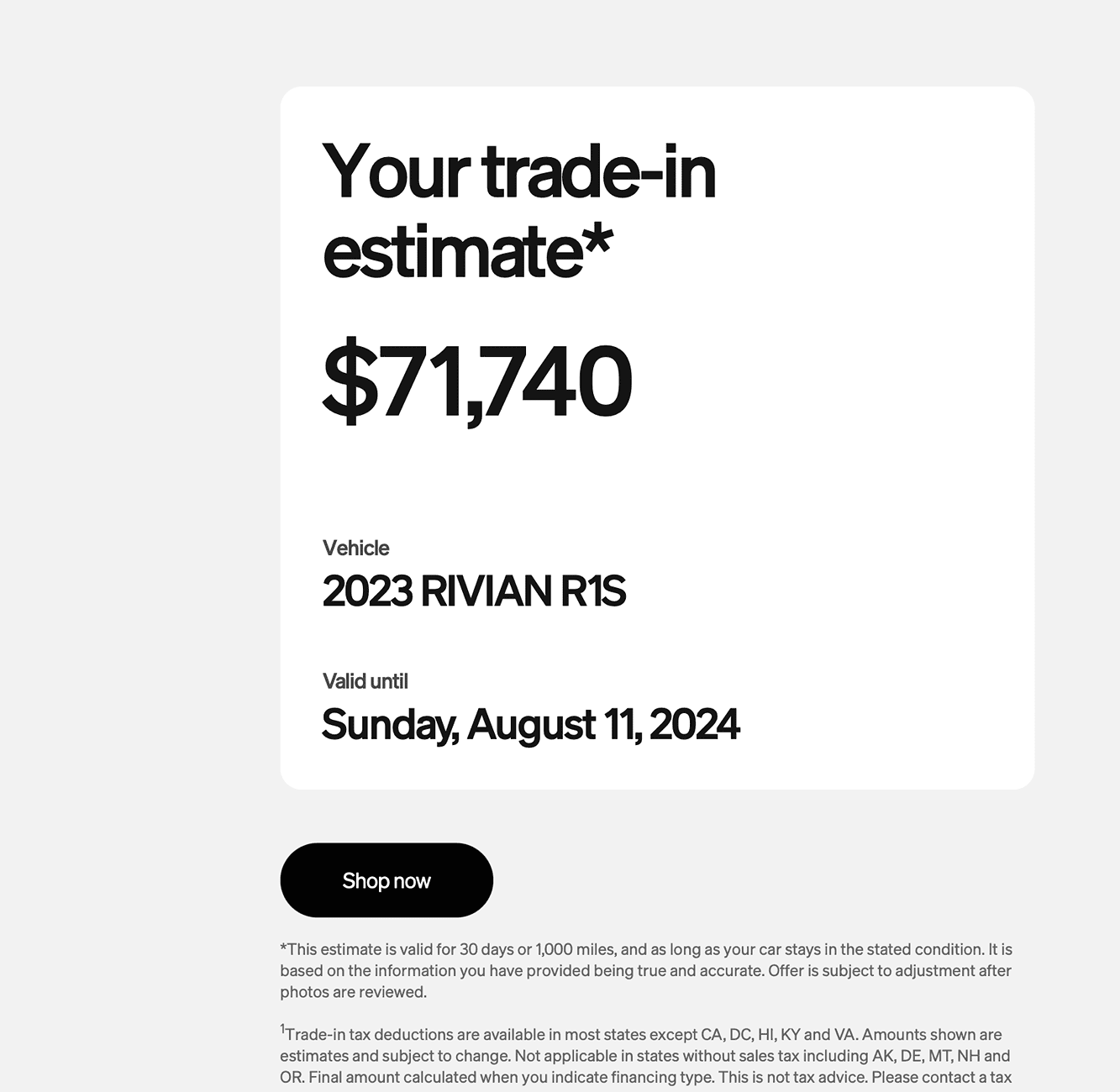 Rivian R1T R1S Rivian Trade In Estimator Launched Screenshot 2024-07-12 at 1.40.47 PM