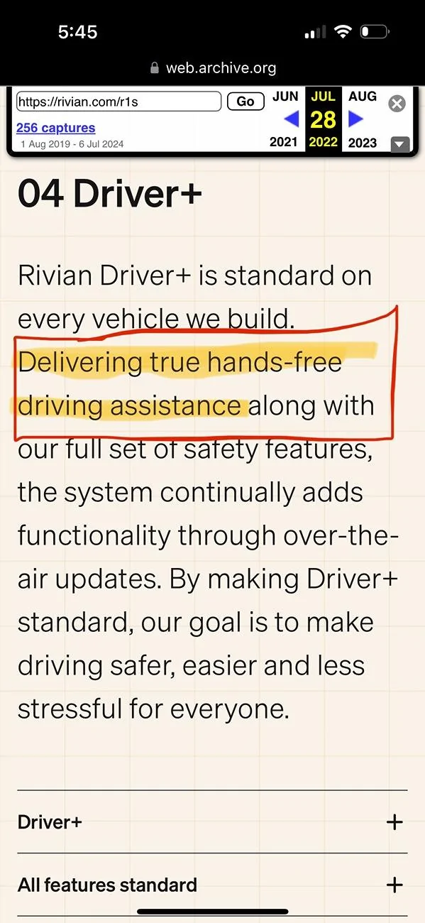 Rivian R1T R1S Driver+ Gen 1 Advertised Features IMG_2699
