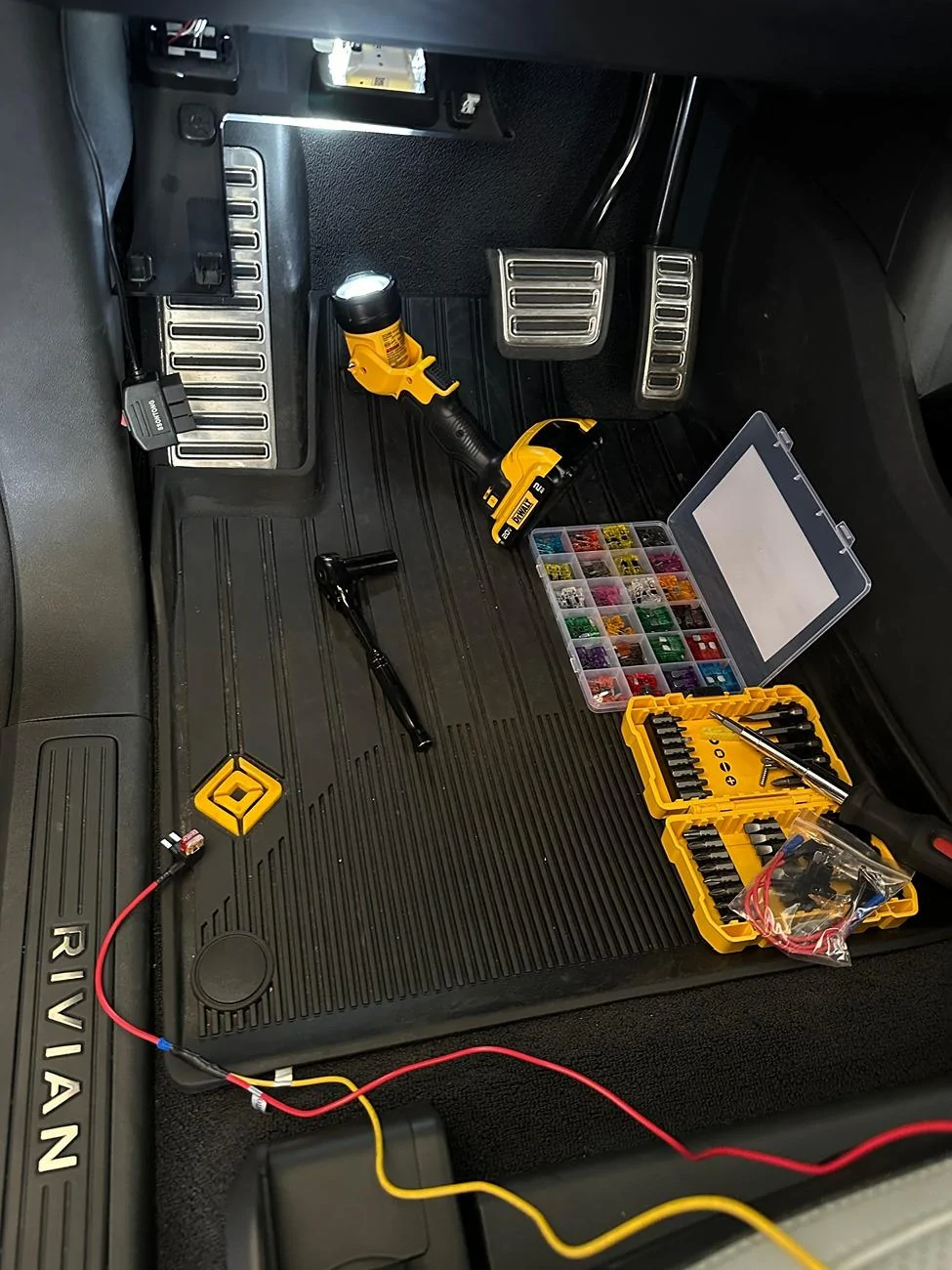 Rivian R1T R1S Front + rear dashcam installed via  mirror tap (DIY tutorial) IMG_3715