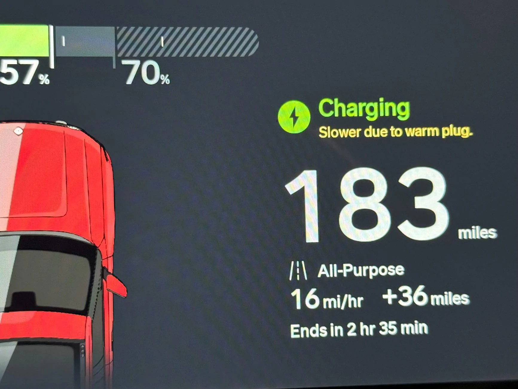 Rivian R1T R1S slower charging due to warm plug IMG_0121