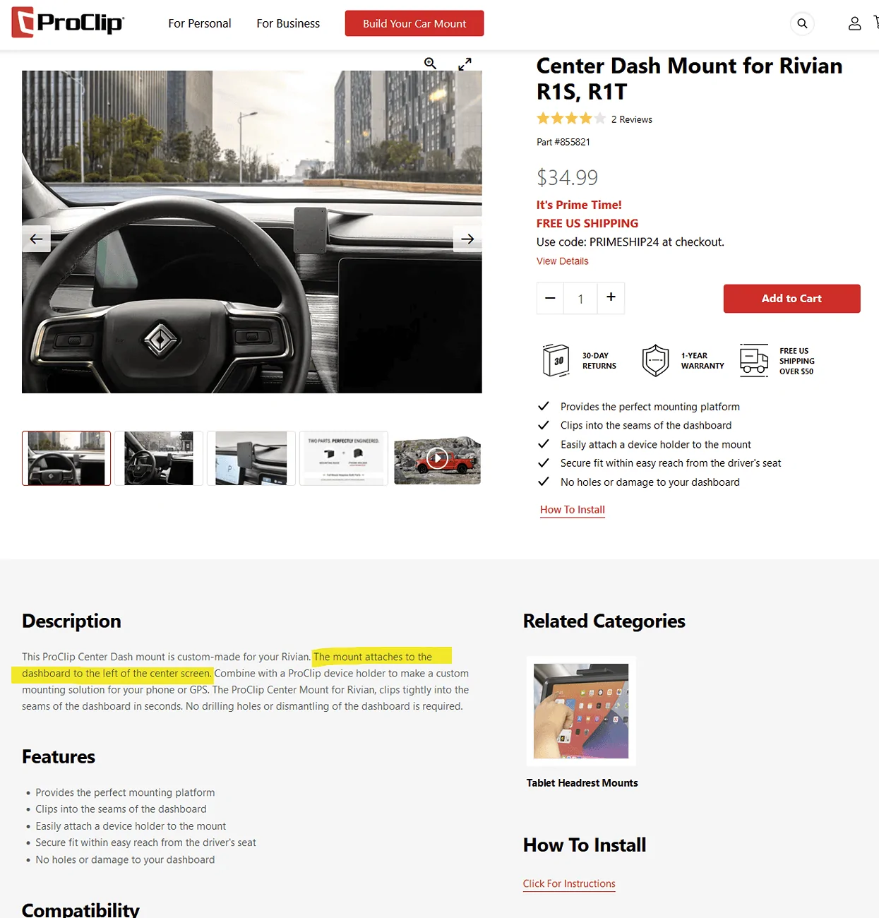 Rivian R1T R1S Question for anyone with the Proclip center dash mount 1721231094346-
