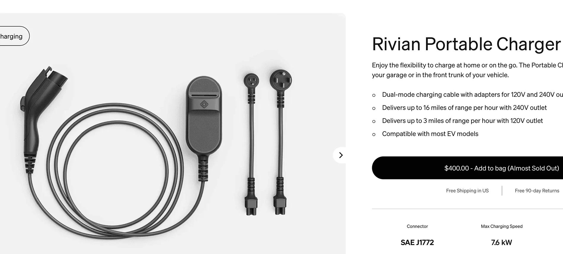 Rivian R1T R1S Rivian Portable Charger Screenshot 2024-07-17 at 5.46.46 PM