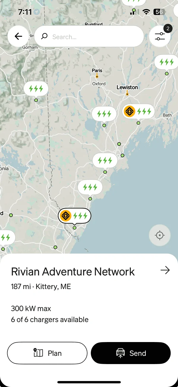 Rivian R1T R1S RAN Rivian Charging Stations Locations Map via Google Maps 1721344398317-m7