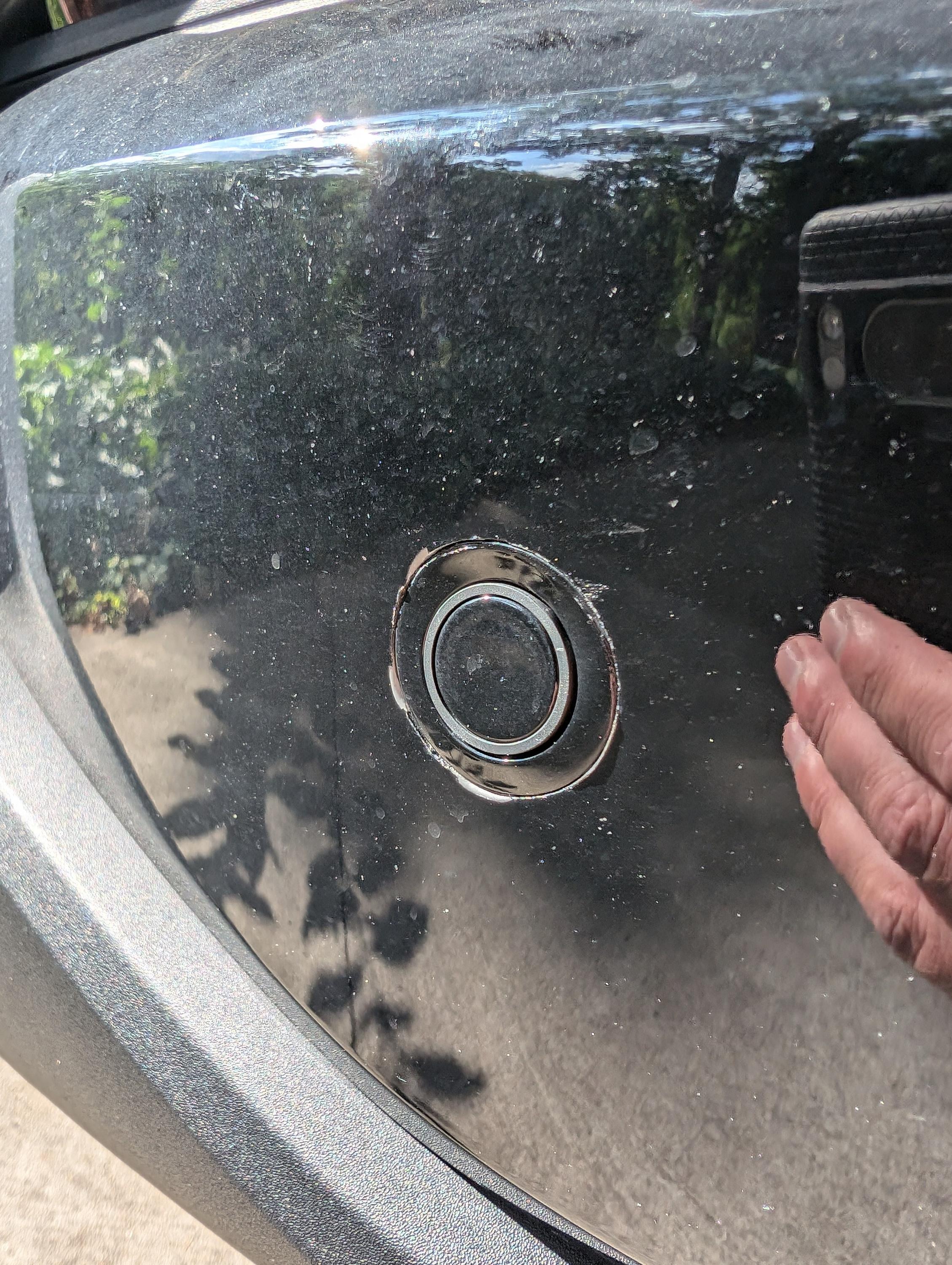 Rivian R1T R1S Paint Peeling around Ultrasonic Sensor ANzkmRr