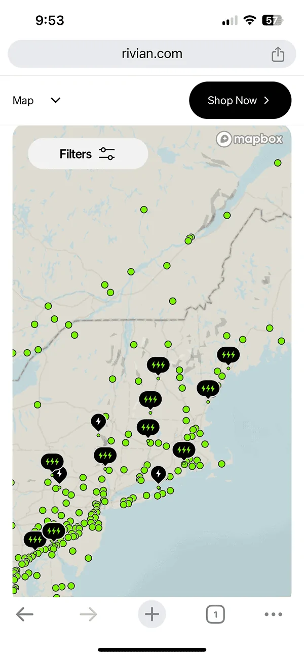 Rivian R1T R1S RAN Rivian Charging Stations Locations Map via Google Maps 1721354082894-nq