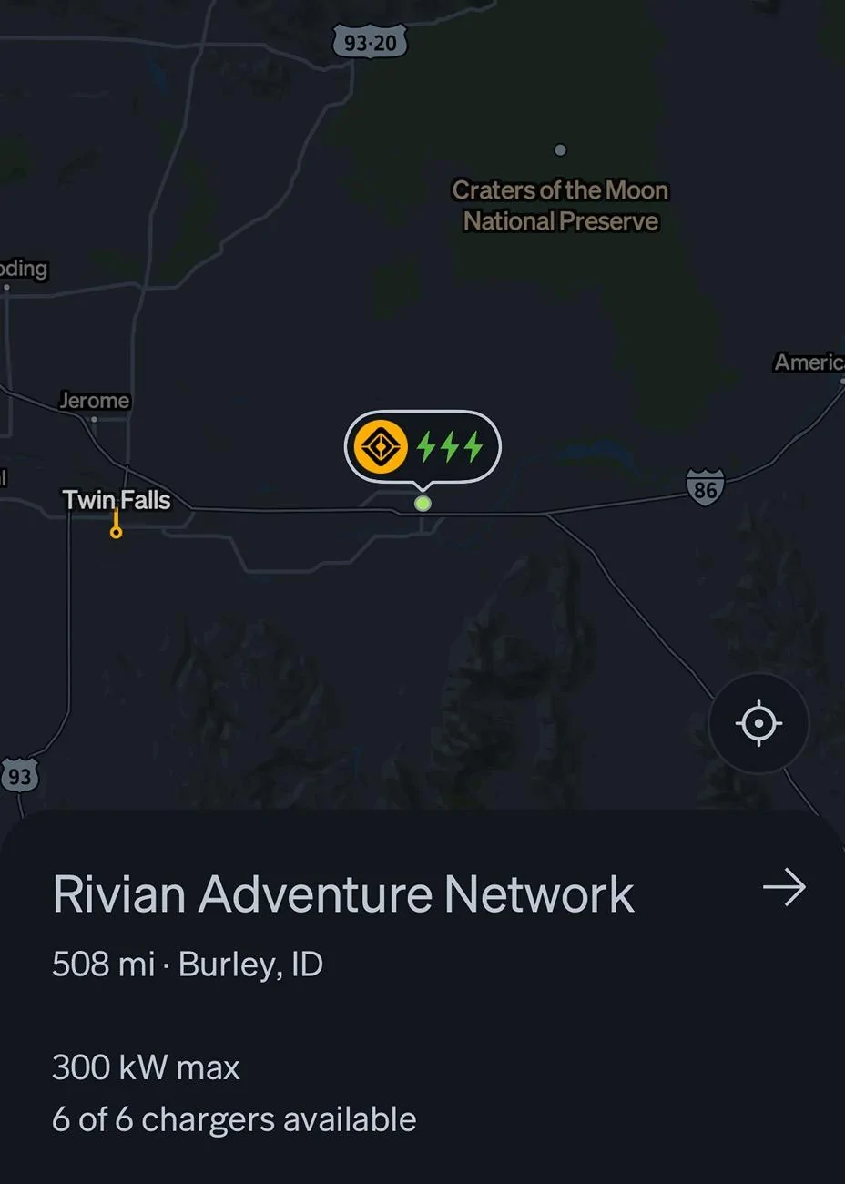 Rivian R1T R1S RAN Rivian Charging Stations Locations Map via Google Maps IMG_3165