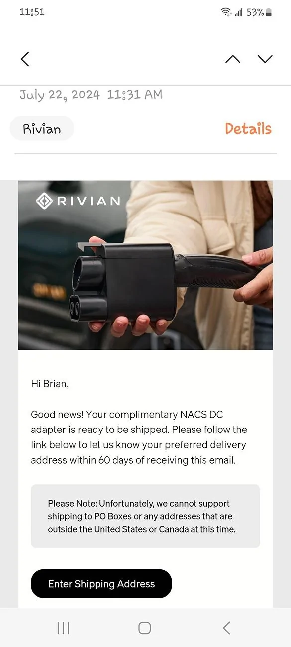 Rivian R1T R1S Adapter shipping 1000006783