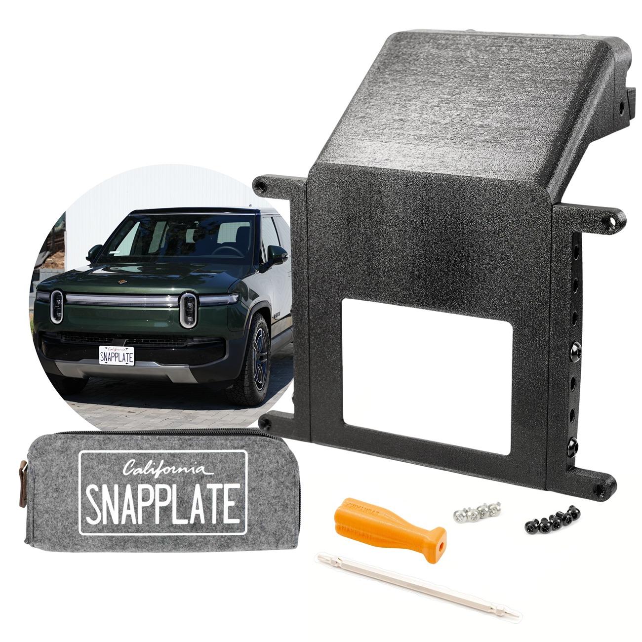 Rivian R1T R1S R1T/S Gen2 2025+ No-Drill Front License Plate Mount - SnapPlate | Removeable, Lockable, Height Adjustable, USA Made SnapPlate for 2025+ Rivian R1T & R1S Main