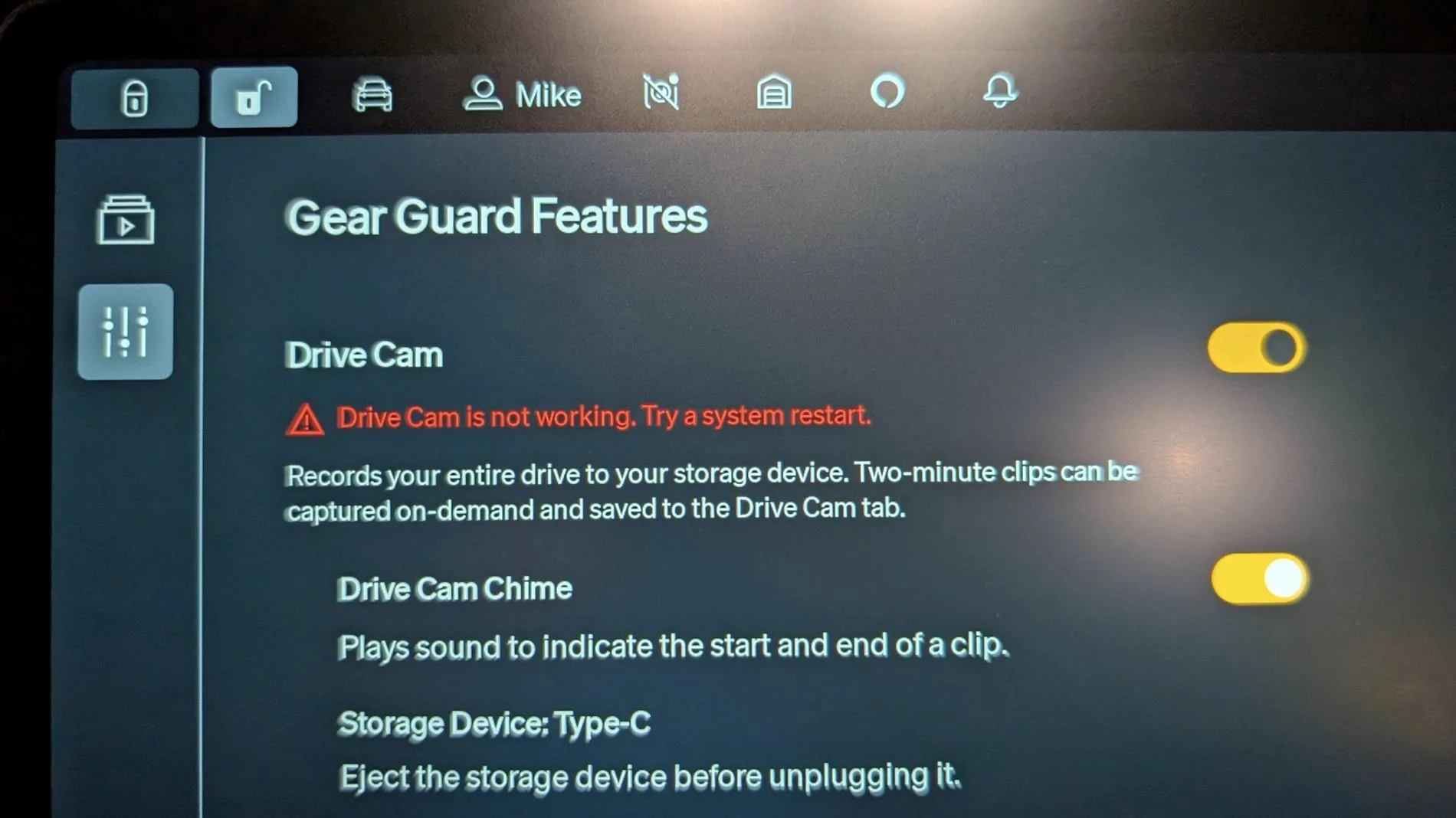 Rivian R1T R1S Drivecam requiring Infotainment reset since updating 1721877022970-7u