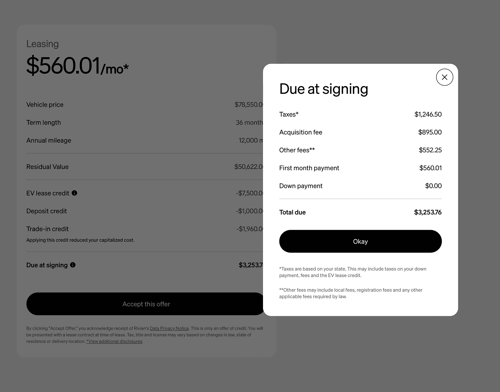 Rivian R1T R1S Leasing Residual Values Screenshot 2024-06-19 at 11.15.43 AM