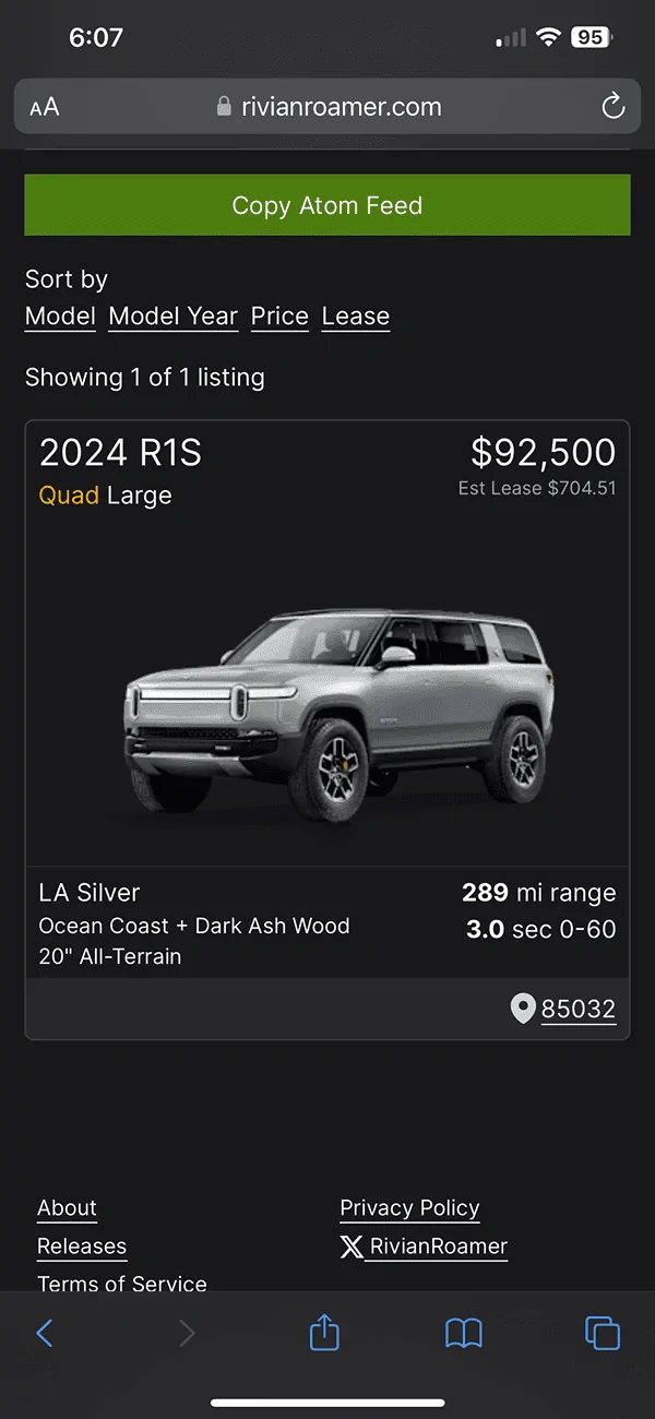 Rivian R1T R1S Official update: pre-order price voucher does not apply to custom configurations IMG_5697