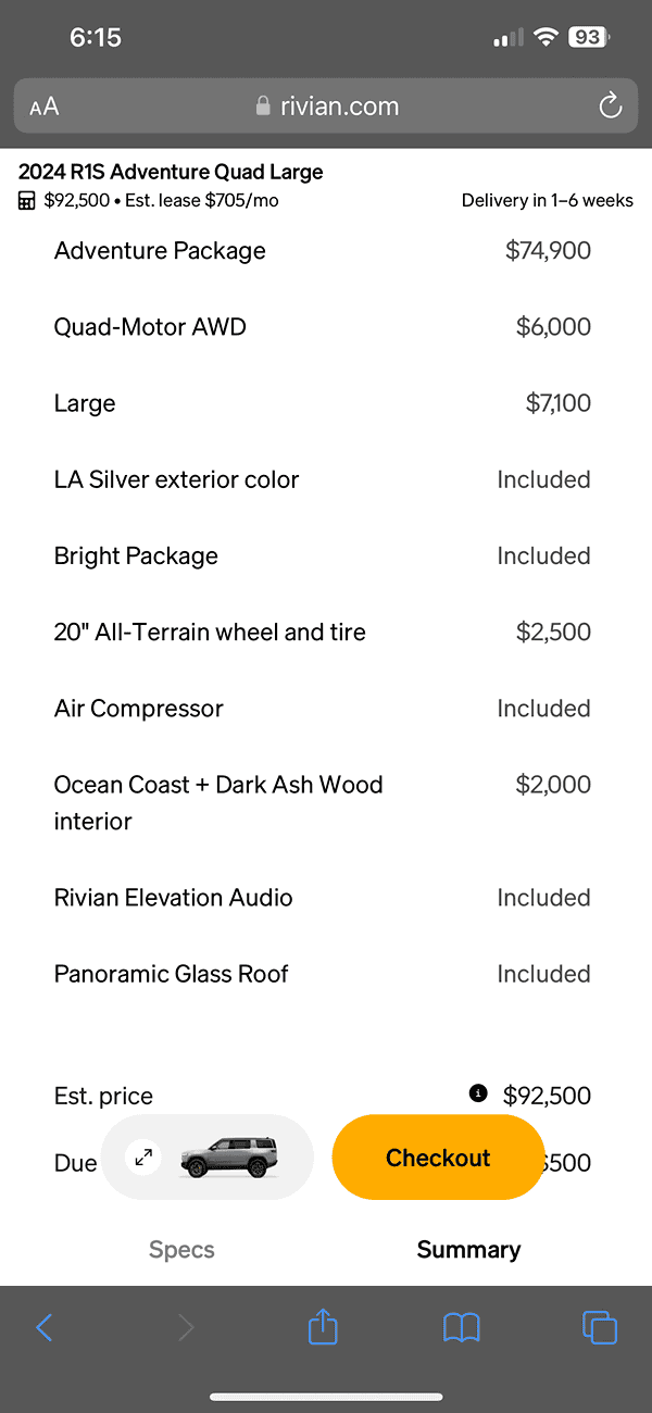 Rivian R1T R1S Official update: pre-order price voucher does not apply to custom configurations IMG_5701