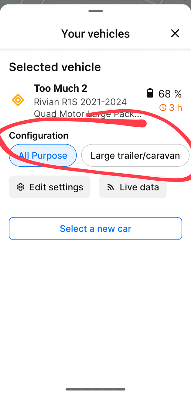 Rivian R1T R1S ABRP live data while towing 1000006140