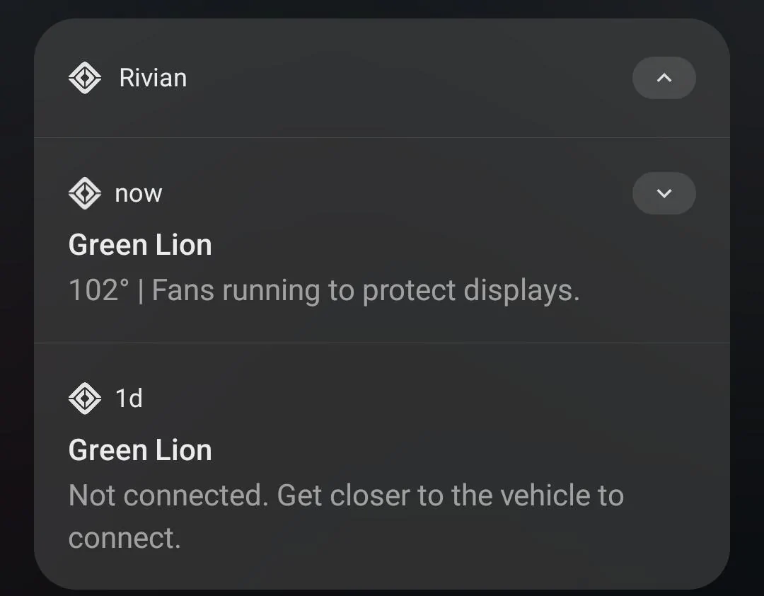 Rivian R1T R1S Turning on HVAC to protect screens, inconsistently. 1000004725