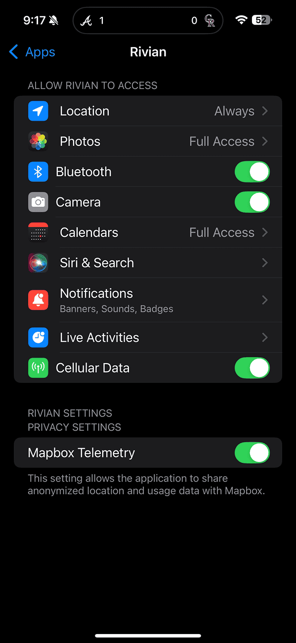 Rivian R1T R1S iOS App 2.12.1 just released IMG_4423