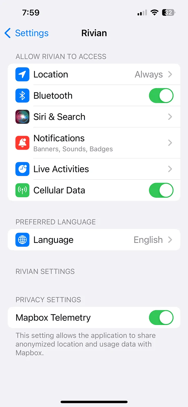 Rivian R1T R1S iOS App 2.12.1 just released IMG_2832