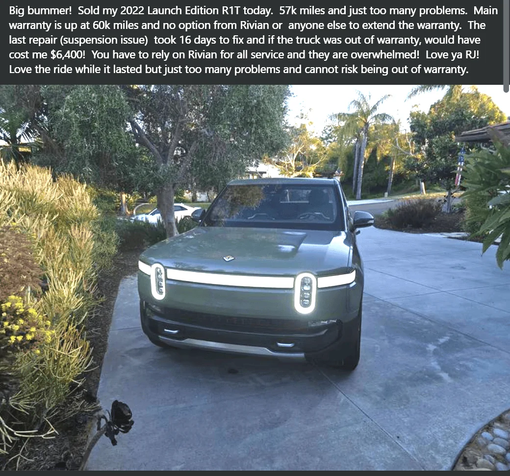 Rivian R1T R1S What are your thoughts on a 10 yr or 11 yr / 100,000 miles - 150,000 miles bumper to bumper extended warranty by Fidelity Warranty Services 1723291984128-tj