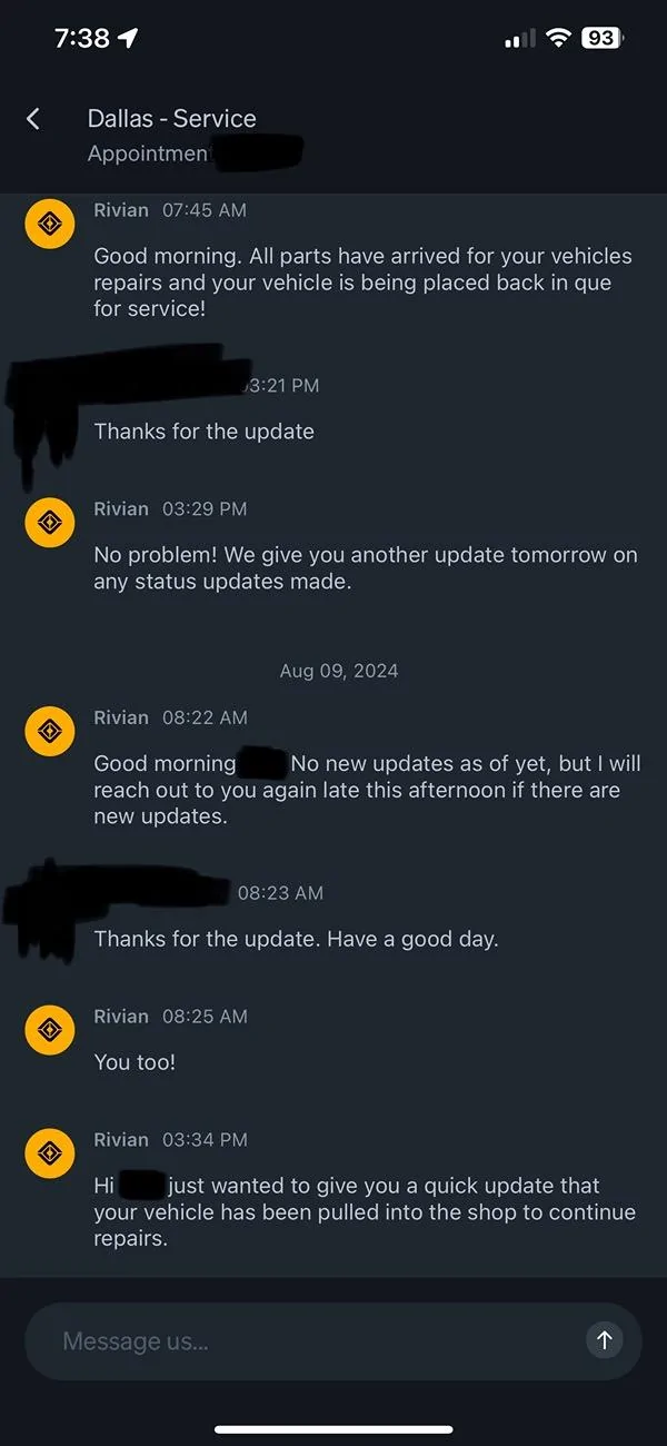 Rivian R1T R1S Rivian Service Experience - Share Your Experience IMG_6314