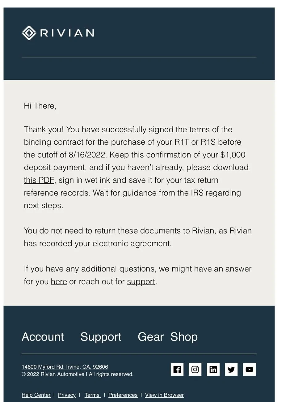 Rivian R1T R1S R1T $7500 Tax Return with binding purchase agreement/2022 Amended Tax Return C189407B-0A6A-48FE-B96C-FE14E7971AD7_1_201_a