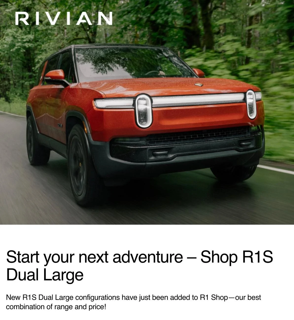 Rivian R1T R1S New R1S Dual Large configurations added to R1 Shop Screenshot 2024-08-15 at 4.32.22 PM