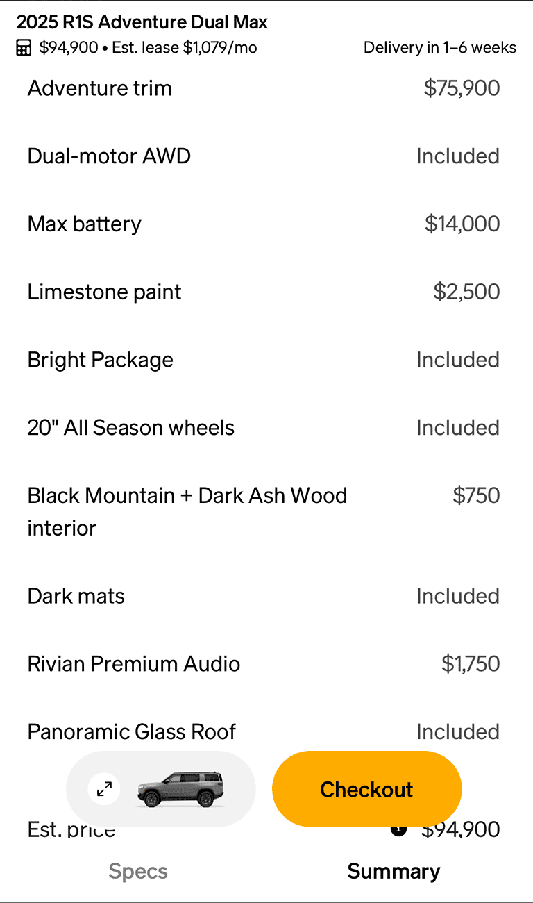 Rivian R1T R1S Unique Gen 2 configurations in shop 1724079872979-ic