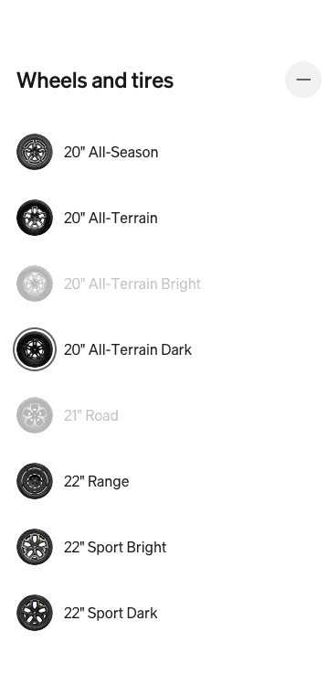Rivian R1T R1S Unique Gen 2 configurations in shop Screenshot 2024-08-19 at 12.35.39 PM
